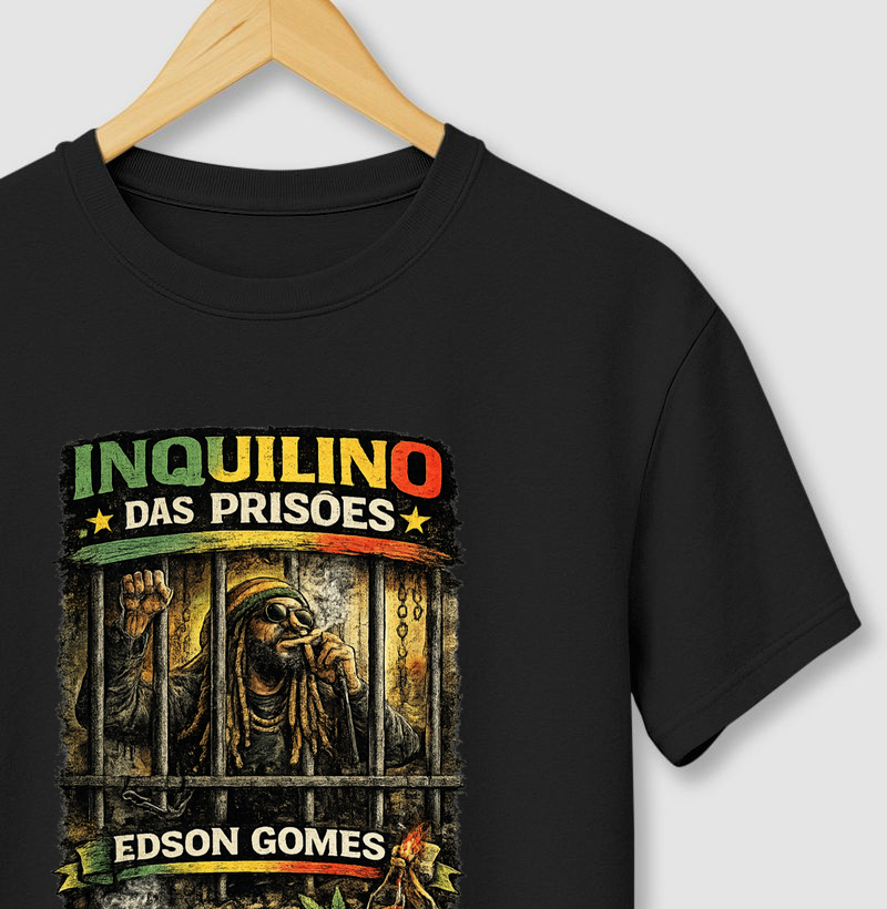 Camiseta Inquilino das Prisões, Coleção Reggae Music. Masculina e Feminina. Algodão Premium.
