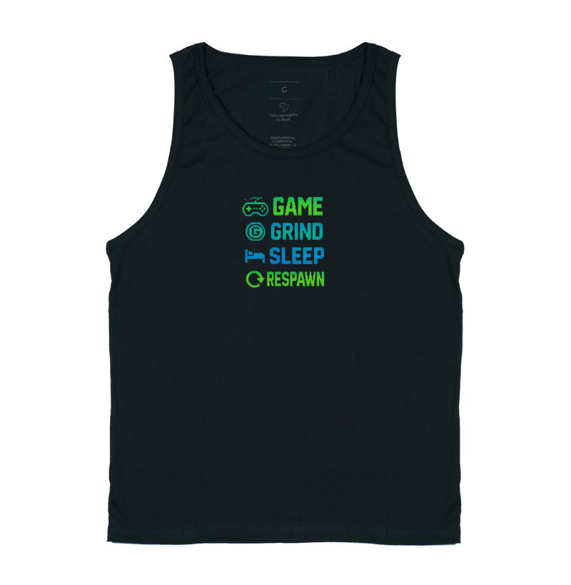 Camiseta Gamer Pixel "GAME GRIND SLEEP RESPAWN"