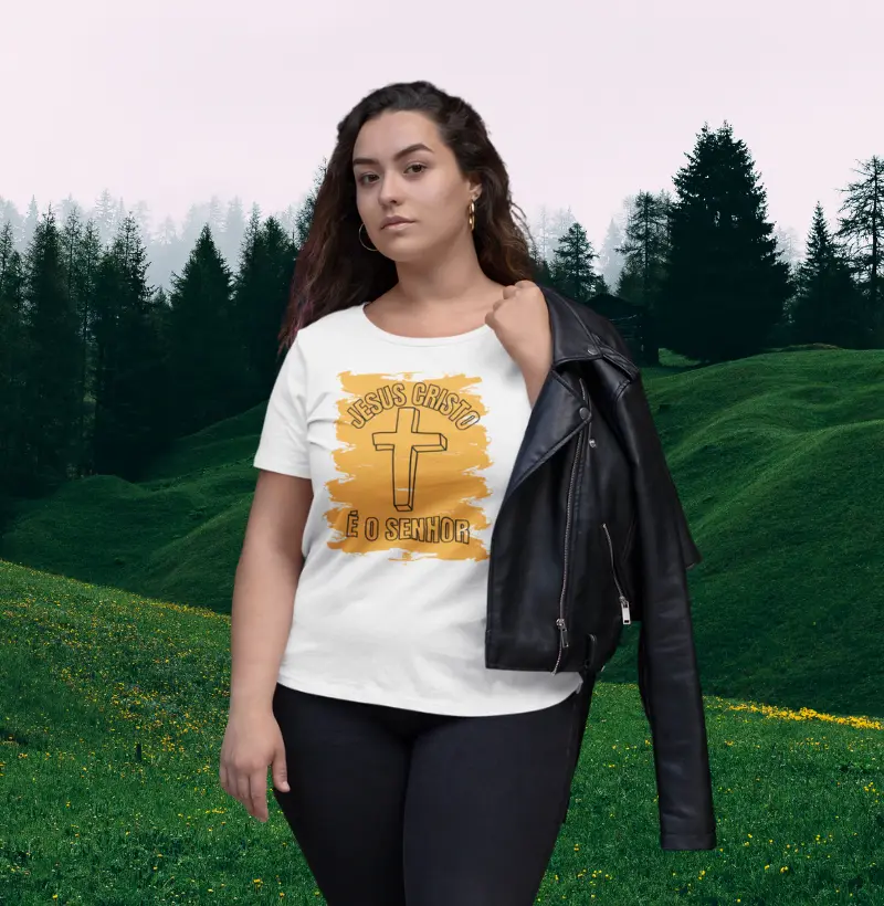 Feminina Jesus Cristo é o Senhor Cores
