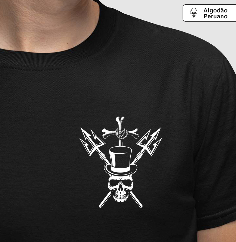 Caveira Simbologia Minimalista - Algodão Peruano