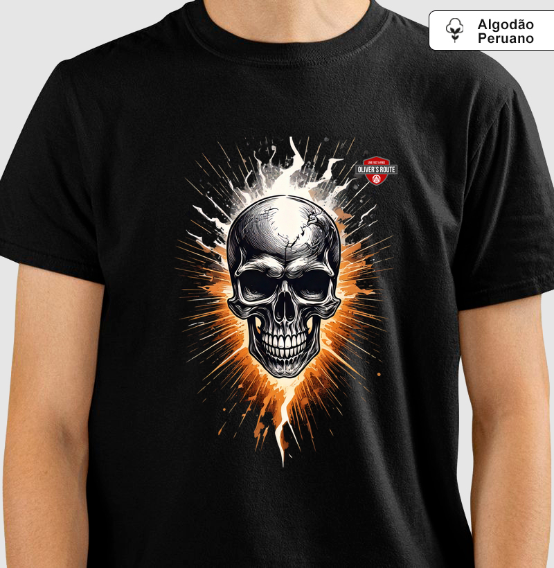 Lightning Skull - Camiseta Algodão Peruano