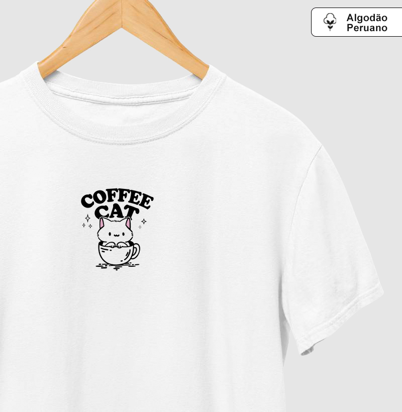 ALGODÃO PERUANO - Coffee cat minimalist - PREMIUM
