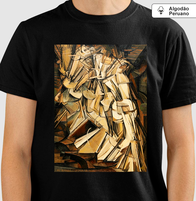 Camiseta Fine Art Cubismo Duchamp Algodão Peruano Premium
