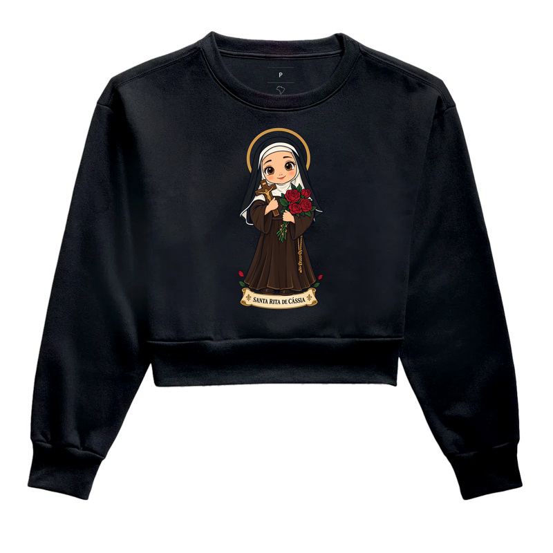 Santa Rita de Cássia CHIBI - Cropped Moletom