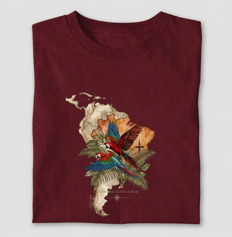 Arara-Vermelha - Terra de Santa Cruz - Fé, História e Natureza - Camiseta