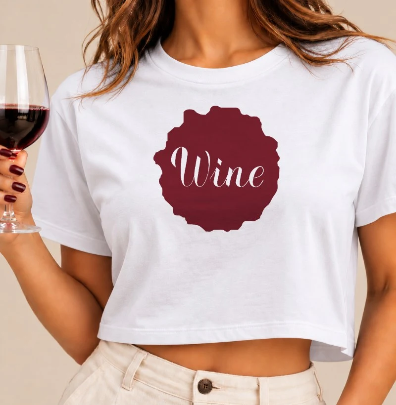 Camiseta Wine Label - Cropped