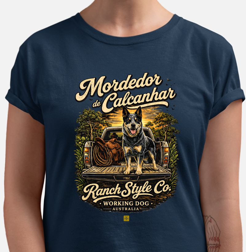 Camiseta mordedor de calcanhar