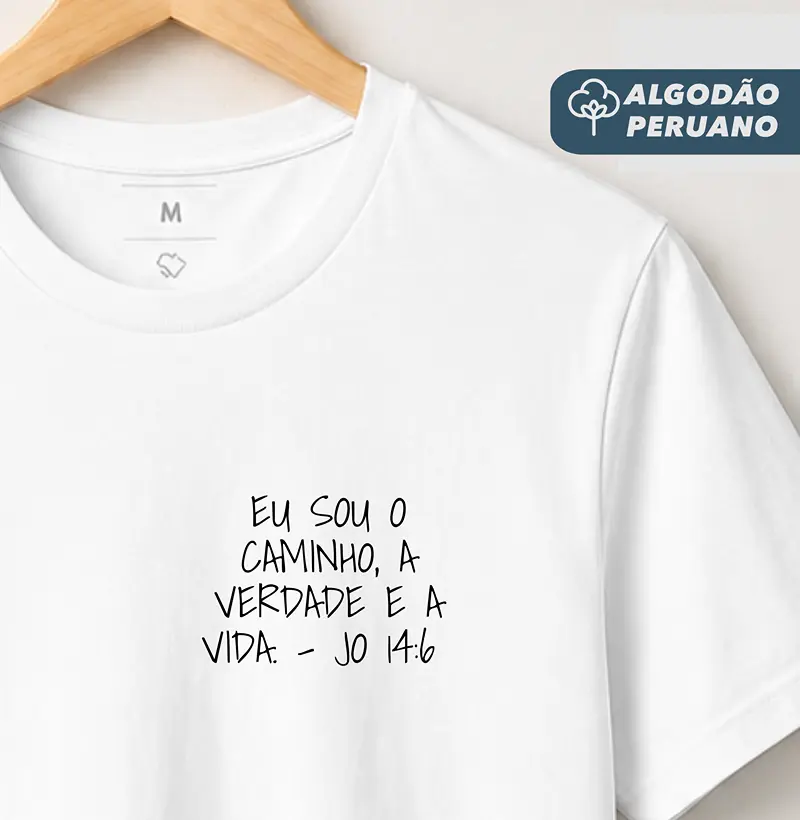 Camiseta Masc. Algodão Peruano João 14:6 Bolso - Camiseta Algodão Peruano