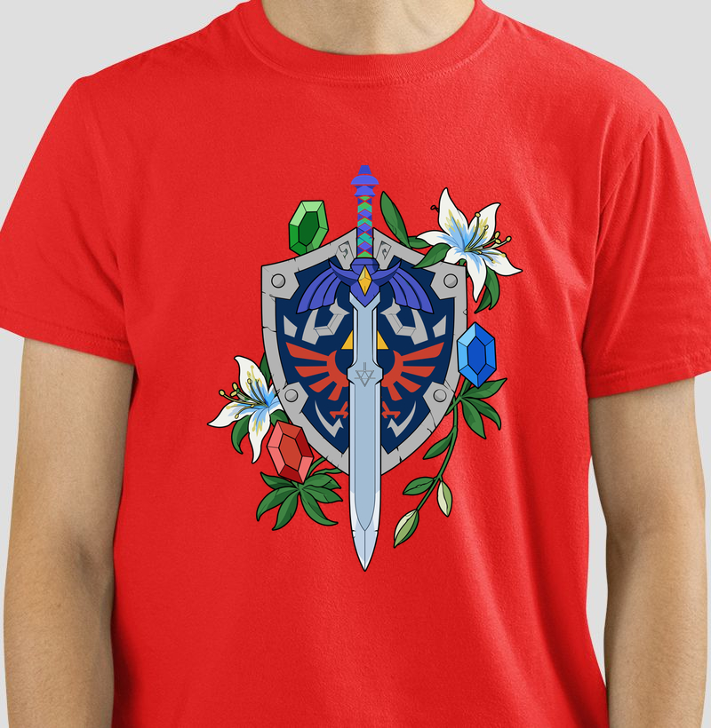 Princesa Silenciosa e Seu Cavaleiro – Escudo, Espada e Joias - Camiseta