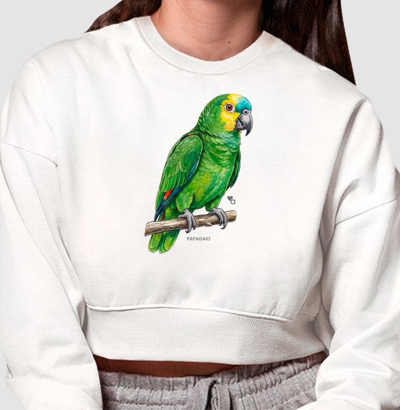 Aves - Papagaio - Moletom Cropped