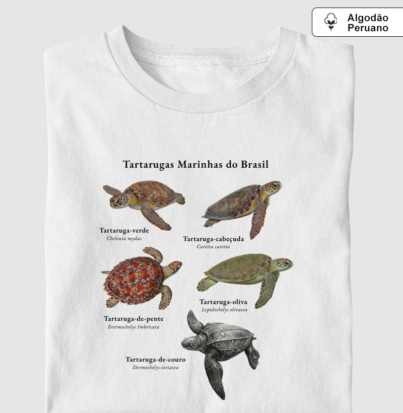 Tartarugas Marinhas do Brasil - Camiseta Algodão Peruano