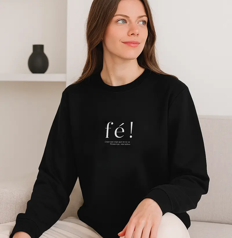 fé! Certeza do que se espera. Prova do que não se vê.- suéter slim Premium