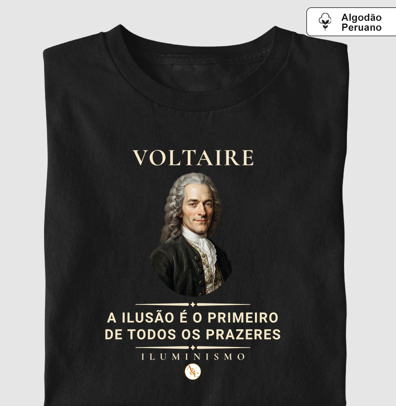 Camiseta Filosófica Voltaire: Esmagai a Infame | Razão & Liberdade