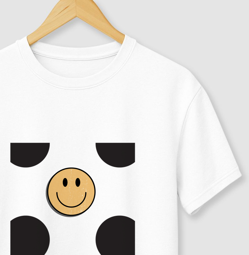 Camiseta Smile Poá Preto e Branco