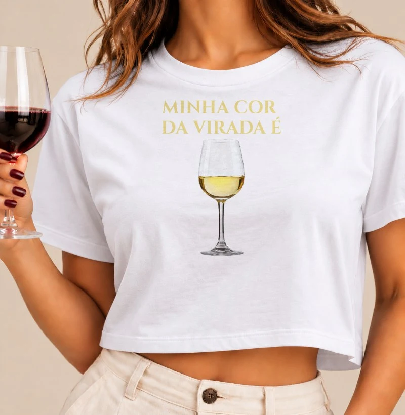 Camiseta Cropped Cor da Virada - Branco - Cropped