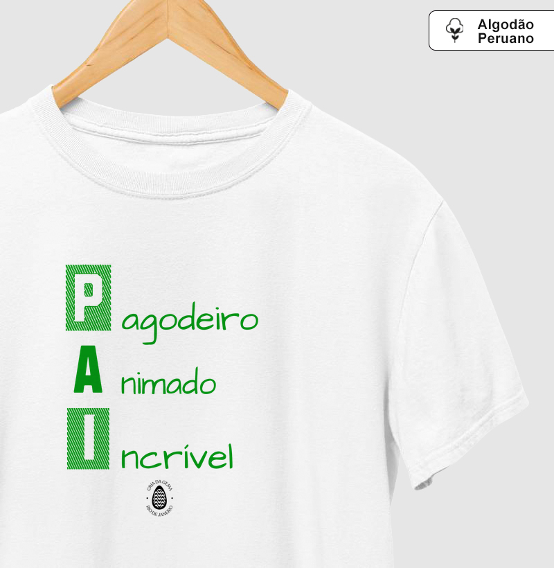 Camiseta Algodão Peruano Pagodeiro, Animado, Incrível