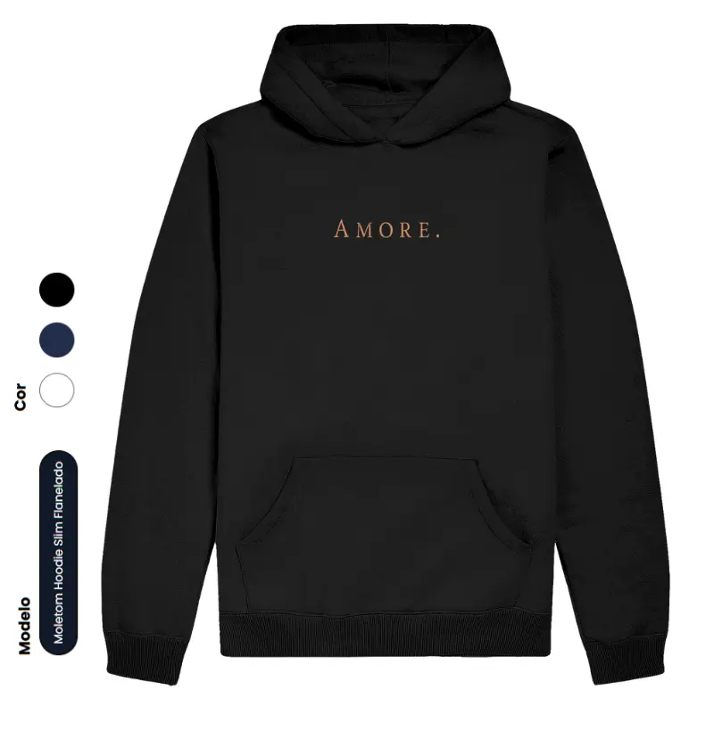 AMORE - moletom slim com capuz e bolso