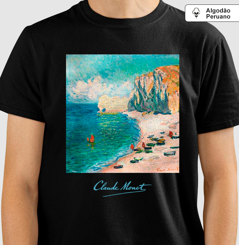 Camiseta Claude Monet – Falésias de Étretat | Algodão Peruano