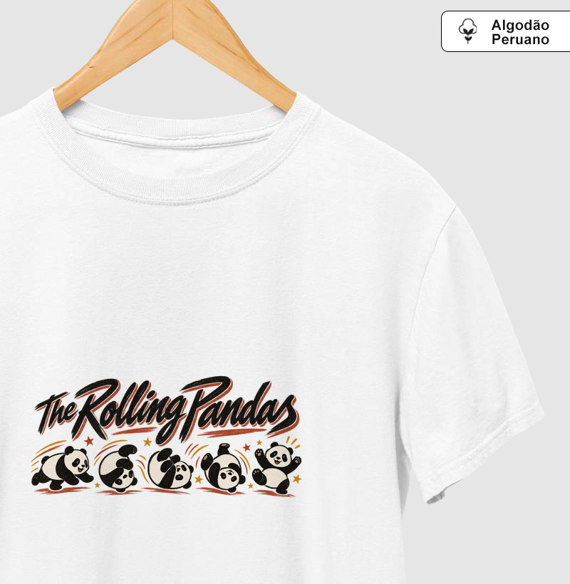 The Rolling Pandas - Camiseta Algodão Peruano