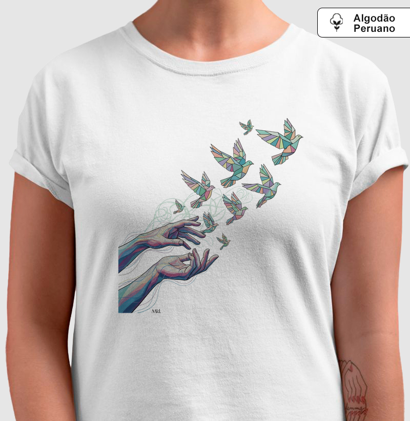 Camiseta Algodão Peruano - Mãos Criadora
