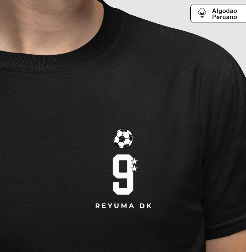 Camiseta Masculina, Feminina, Babylook e Unissex de Algodão Peruano Futebol "Artilheiro #9"  - Camiseta Algodão Peruano