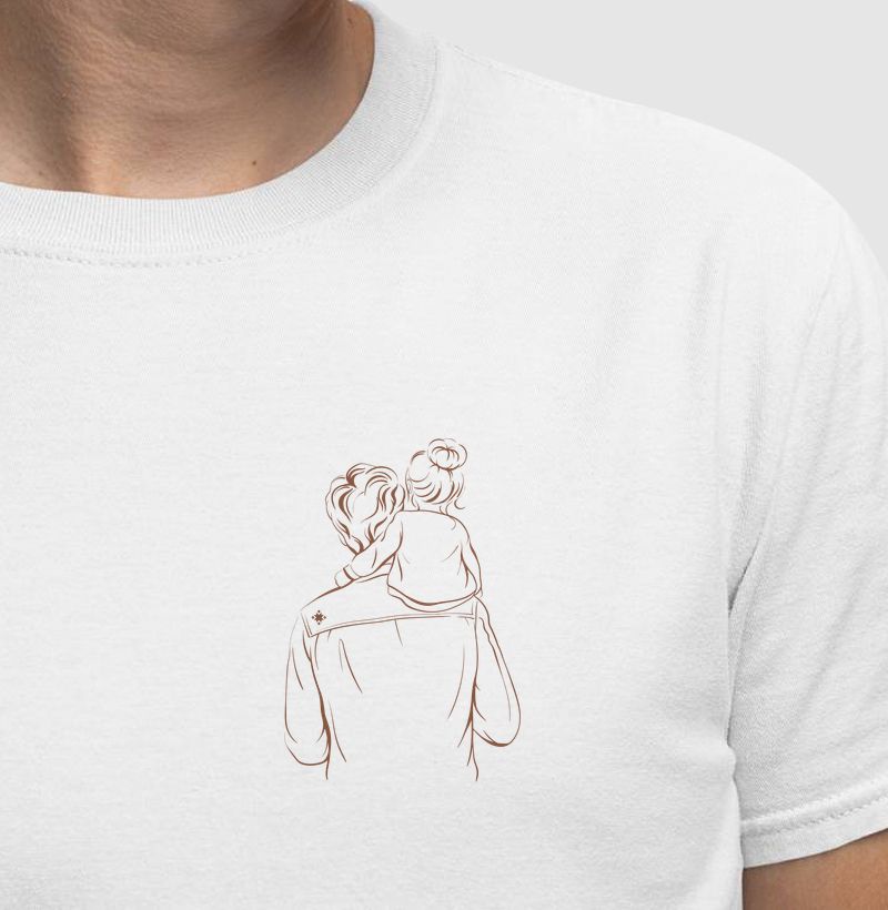 Pai com a filha nos ombros de costas