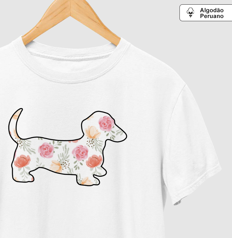 Camiseta Dachshund Floral - Pelo & Pano