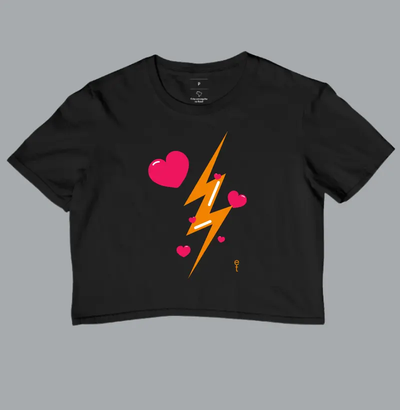 Camiseta Cropped Coração Pink