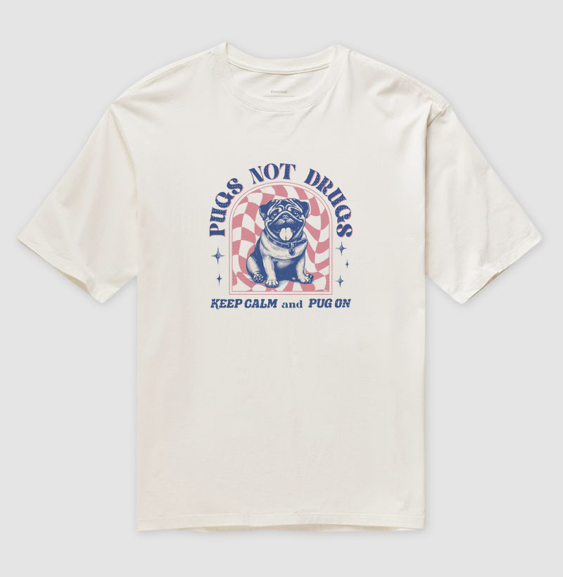Camiseta Oversized Pug Engraçada
