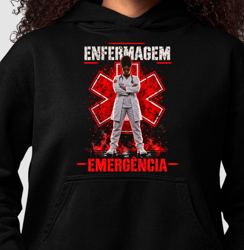Enfermagem em Emergência - Mulher Morena - Hoodie Moletom
