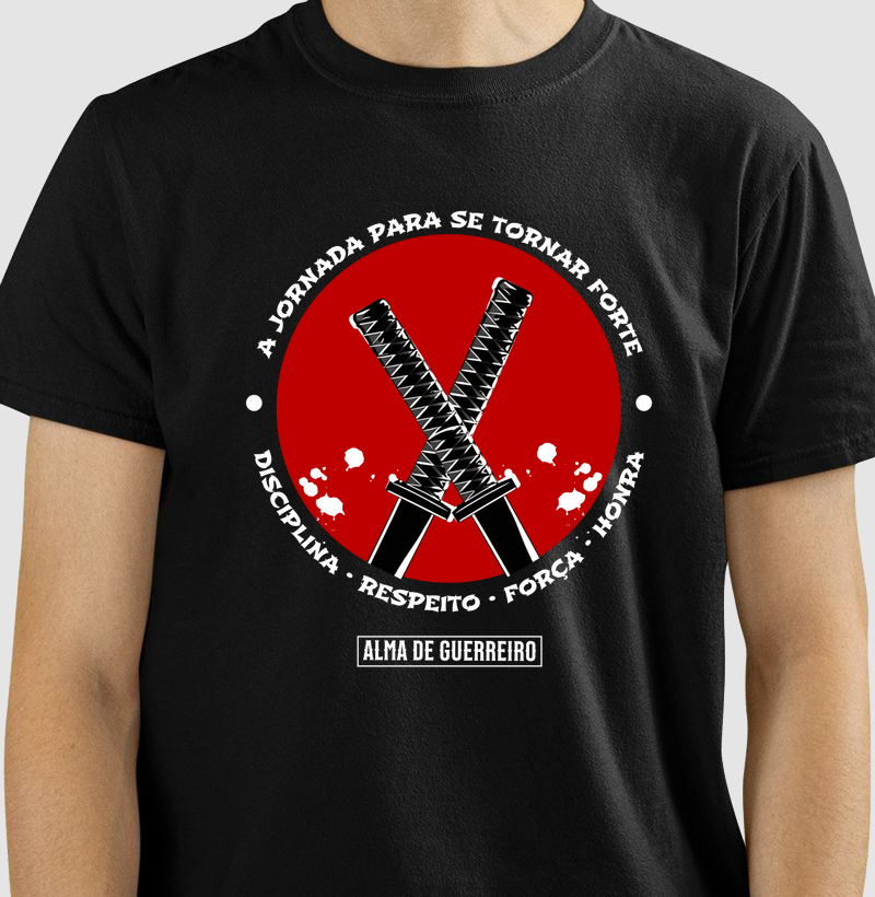 Camiseta Alma de Guerreiro Samurai 2 Katanas