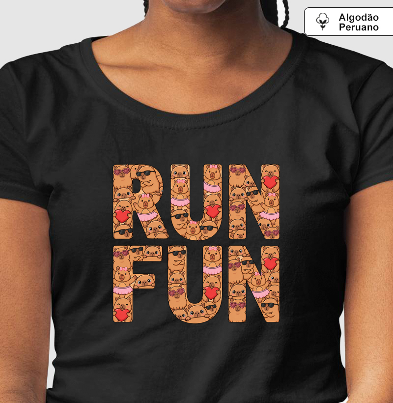 Além de KMS - RUN FUN - CAPIVARA - Camiseta Algodão Peruano