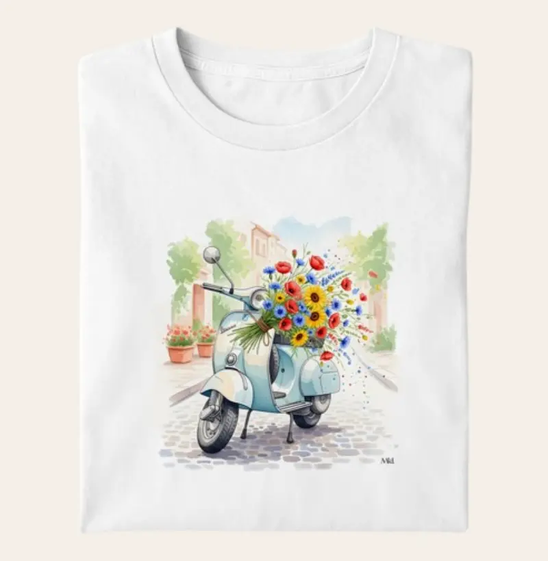 Camiseta Algodão Premium - Vespa florida 