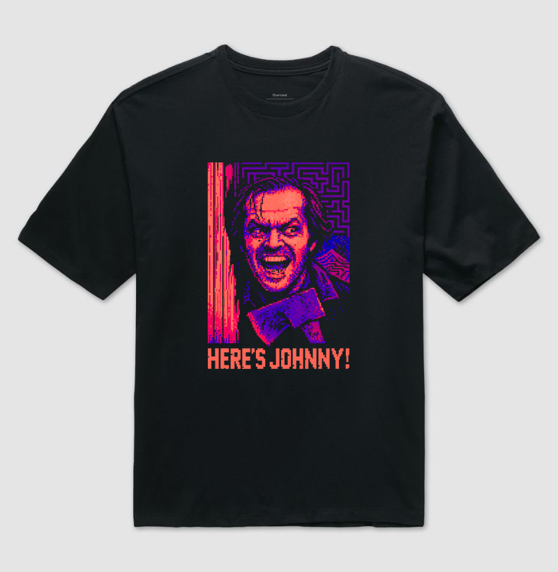 Camiseta Oversized Jack Torrance - Here's Johnny! Pixel Art - O Iluminado