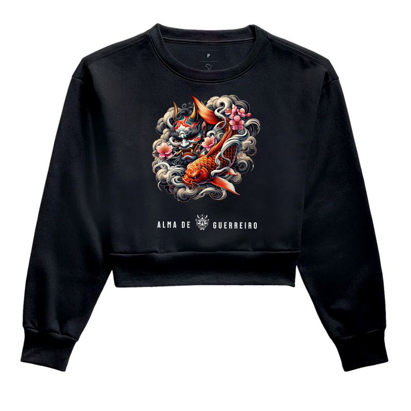 Cropped Moletom Samurai Carpa - ADG Alma de Guerreiro