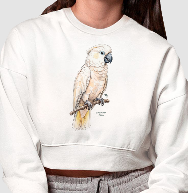 Aves - Cacatua Alba - Moletom Cropped