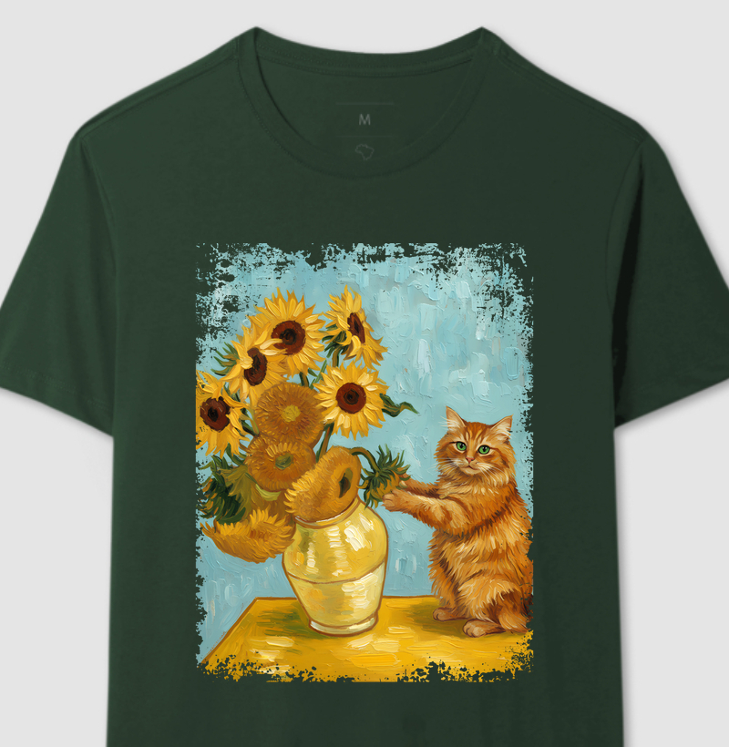 Doze Girassóis e um Gato