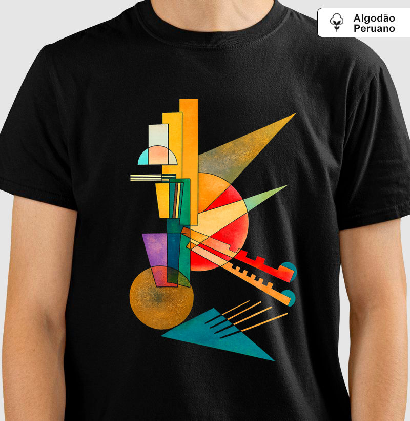 Camiseta Kandinsky Composição Geométrica | Design Modernista | Algodão Peruano Premium