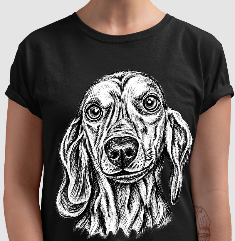 Camiseta Cachorra preto e Branca