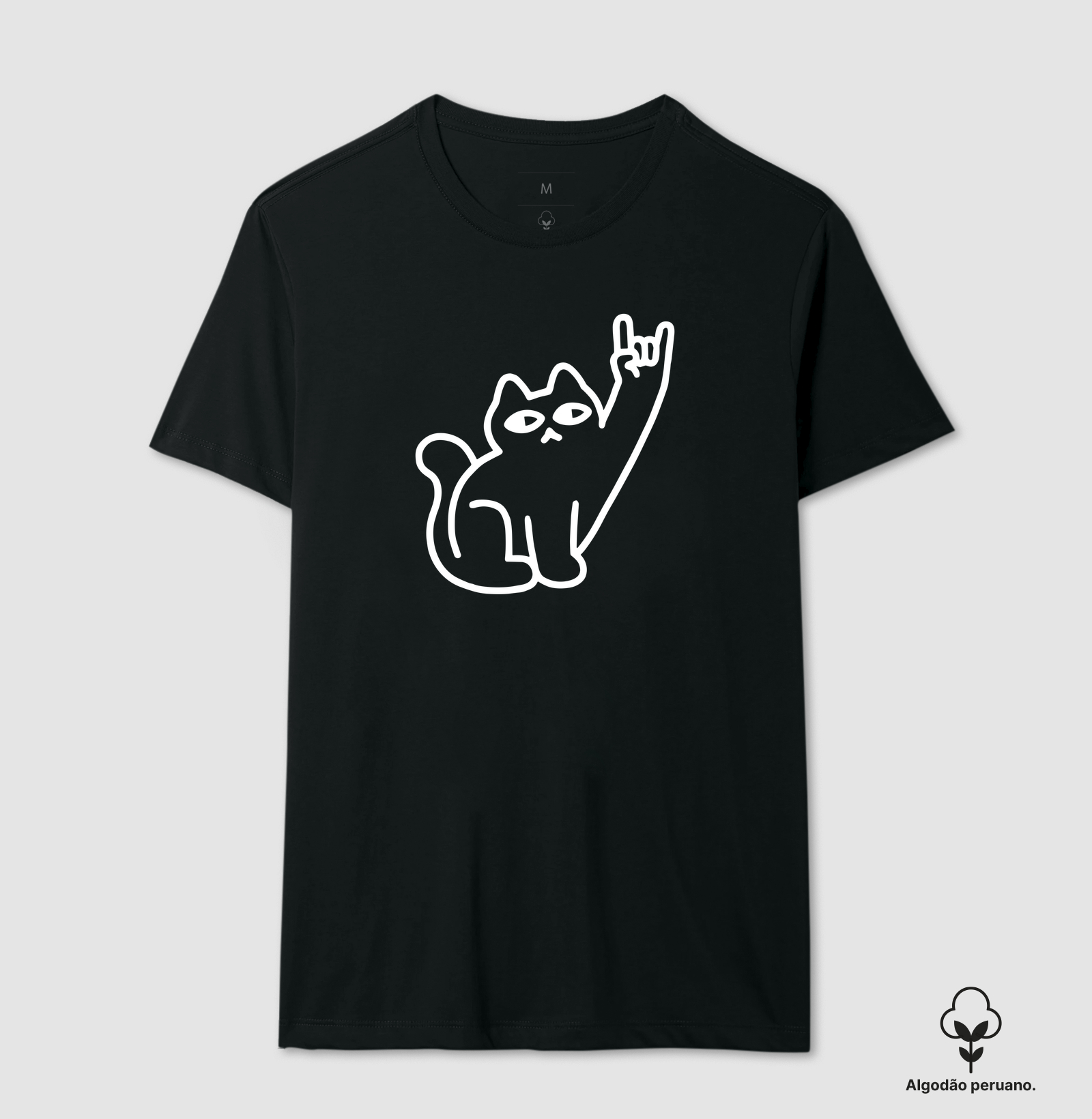Gatinho gosta de metal - Camiseta Algodão Peruano