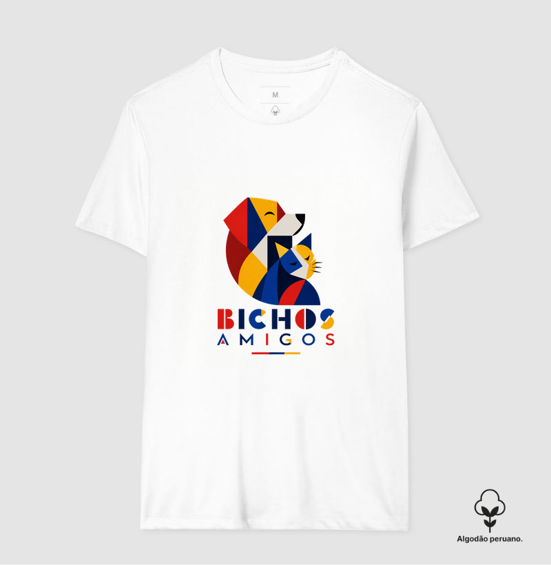 Bichos Amigos Oficial Geometrico - Camiseta Algodão Peruano