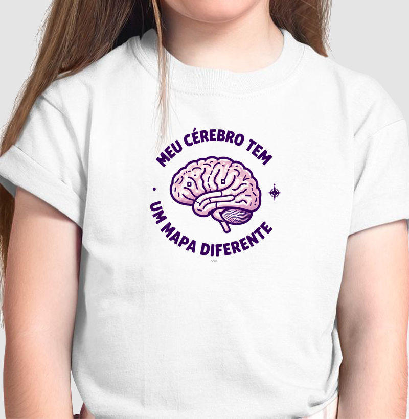 Meu cérebro tem um mapa diferente - Camiseta Infantil
