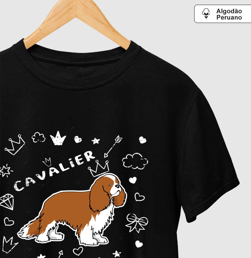 Camiseta Algodão Peruano Cavalier King Charles Spaniel Modelo 01