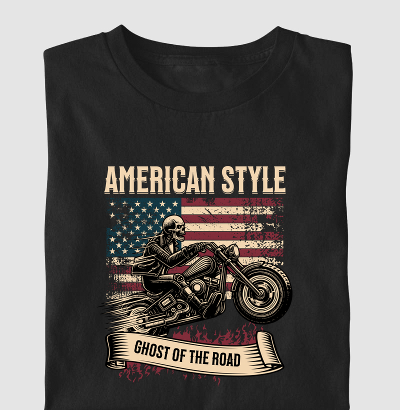 Camiseta Motociclista American Style - Ghost of the Road