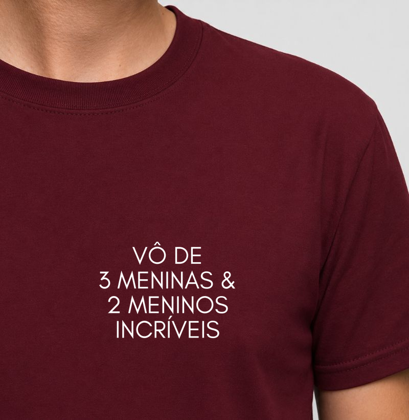 Camiseta Vô de 3 Meninas e 2 Meninos