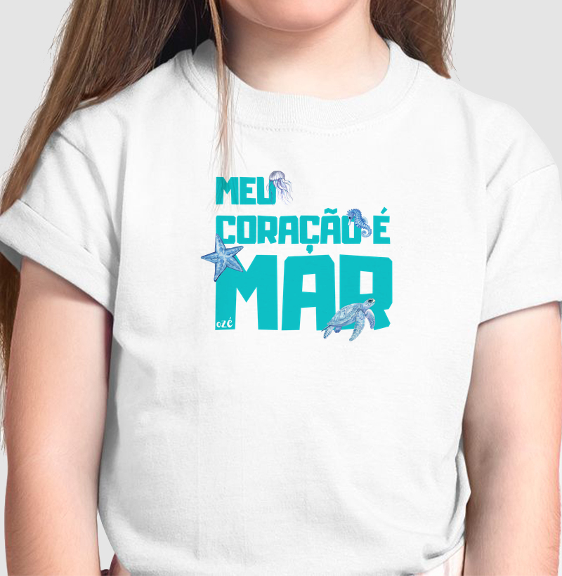 Meu coração é mar - Camiseta Infantil