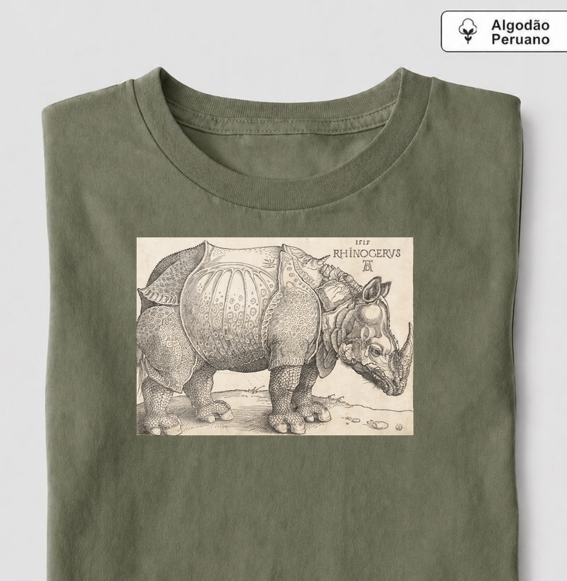 O Rinoceronte de Dürer, 1515 - Camiseta Algodão Peruano