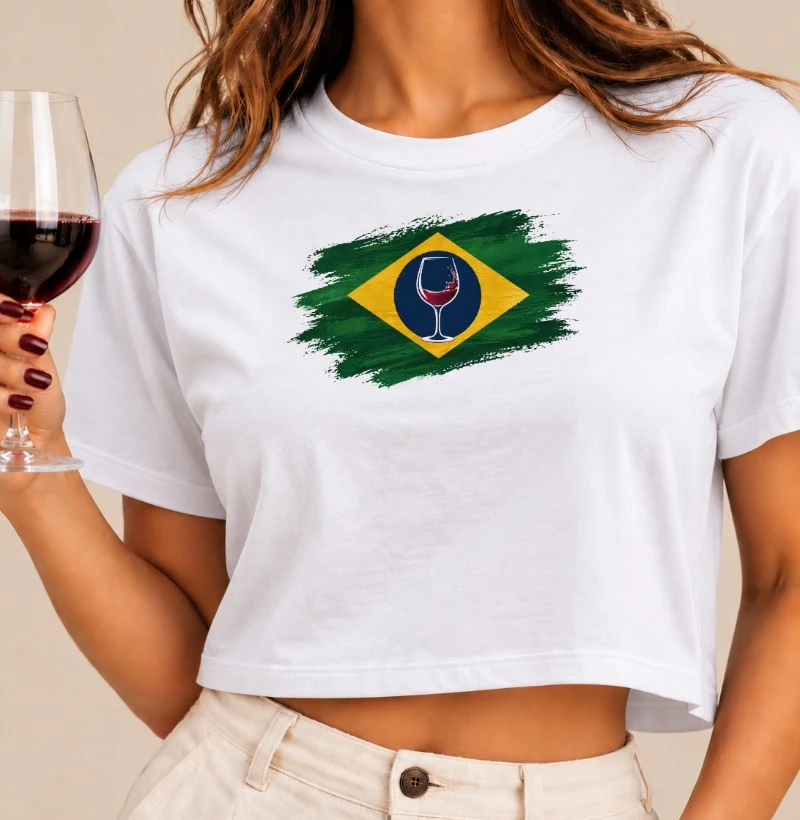 Camiseta Cropped Brasil & Vinho - Cropped