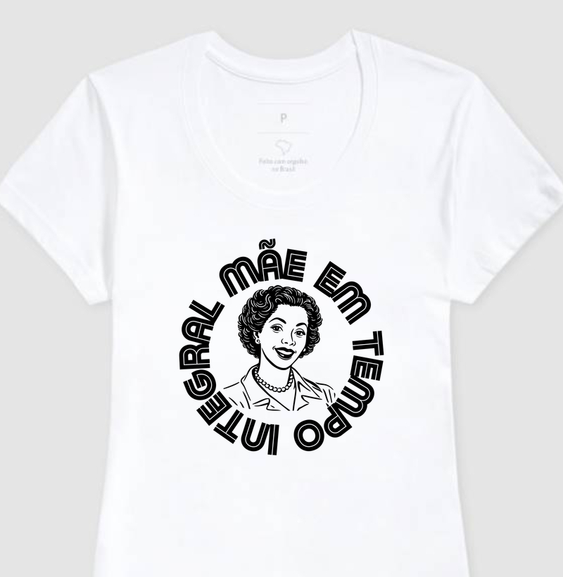 Camiseta Mãe em tempo integral - Algodão Premium - Retro Style - Mãe 2