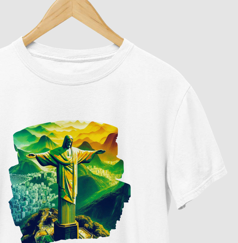 Camiseta Básica de Algodão "Cristo Redentor"